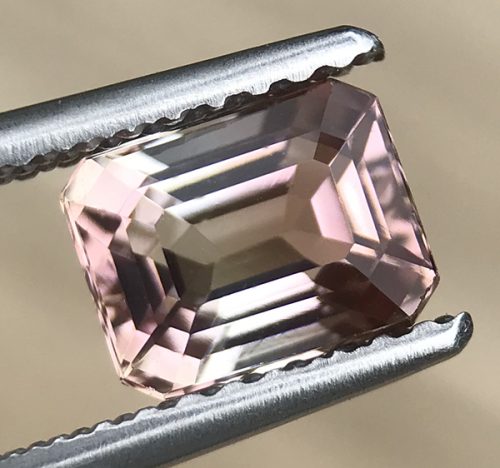 Tourmaline Bicolour Pink White Emerald Cut 1.06 carat