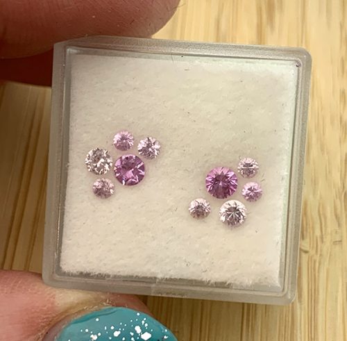 Ceylon Sapphire Pink Round Stud Cluster Pair