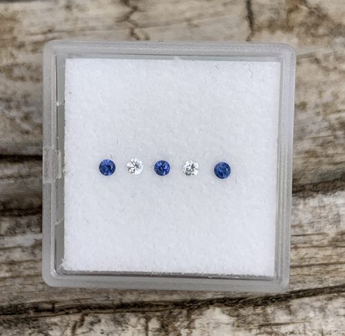 Ceylon Sapphire Blue and White Round set of 5 1.75mm