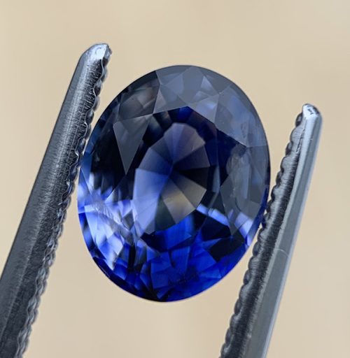 Ceylon Sapphire Parti Blue White Oval 1.14 carats