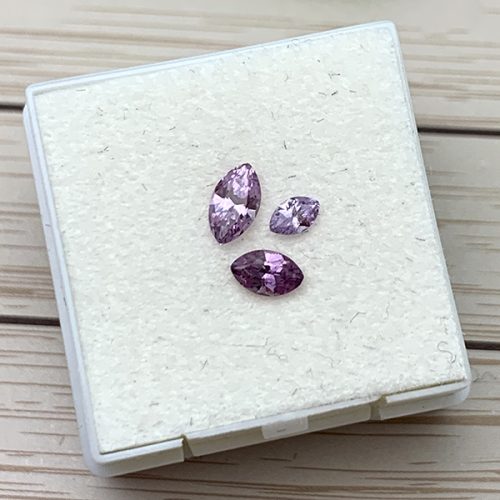 Madagascan Sapphire Pink Marquise Trilogy, 0.64 carats total