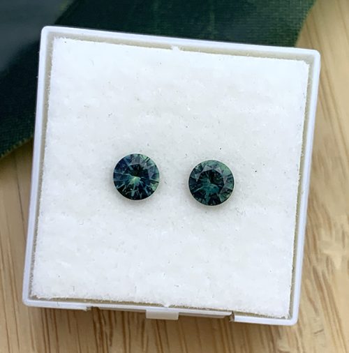 Australian Sapphire Blue Green Round Pair 4.2mm
