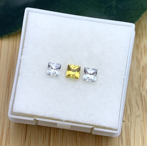 Ceylon and Madagascan Sapphire Yellow and White Princess Triology 3mm