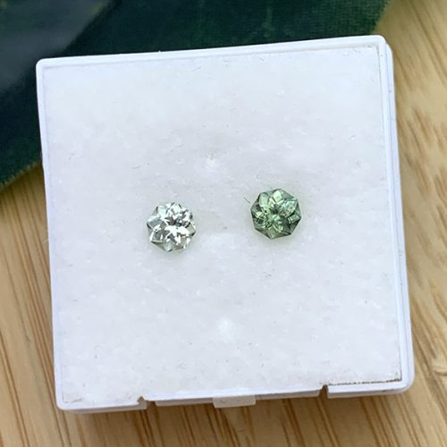 Madagascan Sapphire Green Octagon Mismatched Pair 3.5mm