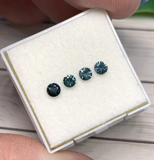 Australian Sapphire Blue Ombre Round Set of 4, 3mm