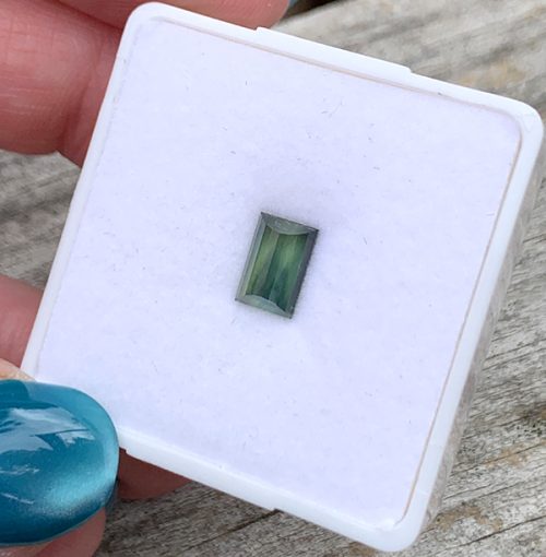 Australian Sapphire Blue Green Bar Cut 1.66 carats